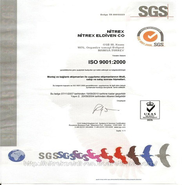Nitrex Eldiven İSO-9000 Belgesi